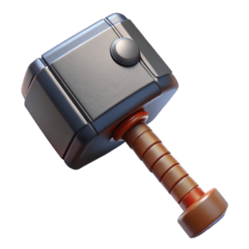 gorgeous inspired Ultra-detailed, isolated cutout of Thor's Mjolnir hammer, hyper-specific, professional render, concept art style with Transparent Background png