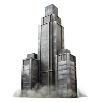 serene minimalist Low Angle Foggy City Block Transparent Background png