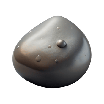 melancholic serene Photorealistic, hyper-specific, isolated cutout of a single, wet river stone, grey and smooth with Transparent Background top-tier png