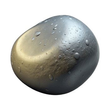 striking gothic Photorealistic, hyper-specific, isolated cutout of a single, wet river stone, grey and smooth with Transparent Background crisp png