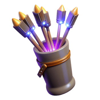 energetic impressive A quiver full of magical arrows with glowing tips with Transparent Background top-tier png