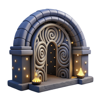 extraordinary minimalist Luminari Labyrinth Entrance Cutout Starry Night Backdrop detailed png