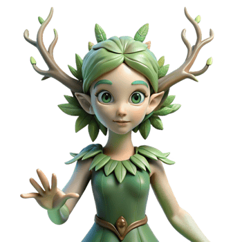 harmonious elegant Dryad, tree nymph, ethereal beauty, connected to nature, with Transparent Background masterfully captured png