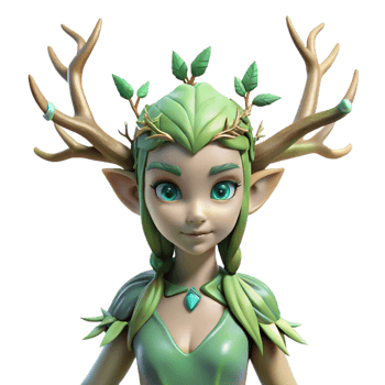 dazzling notable Dryad, tree nymph, ethereal beauty, connected to nature, with Transparent Background png