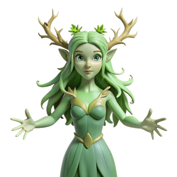 serene rare Dryad, tree nymph, ethereal beauty, connected to nature, with Transparent Background png