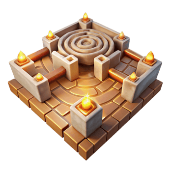 wonderful artistic Luminari Labyrinth Path Cutout with Golden Light Isolated high quality png