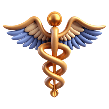 mesmerizing organic Caduceus, staff of Hermes, symbol of medicine and commerce, winged serpents, with Transparent Background detailed png