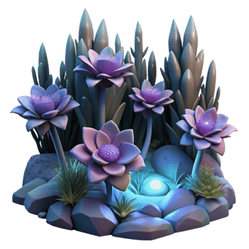 magnificent contemporary Luminous Blooms in Dark Forest Cutout Isolated exclusive png