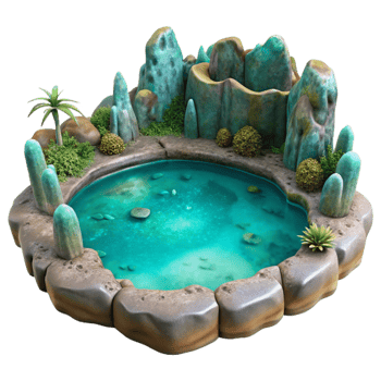 vibrant modern Luminous Lagoon Panorama Transparent Background high resolution png