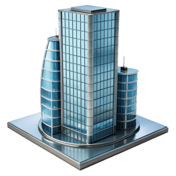 harmonious enchanting Modern skyscraper, glass and steel, with Transparent Background top-tier png
