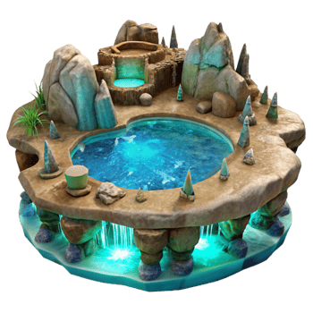 serene traditional Luminous Lagoon Panorama Transparent Background premium png