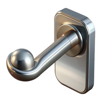 majestic ethereal minimalist Bauhaus style door handle, metal, with Transparent Background masterfully captured png