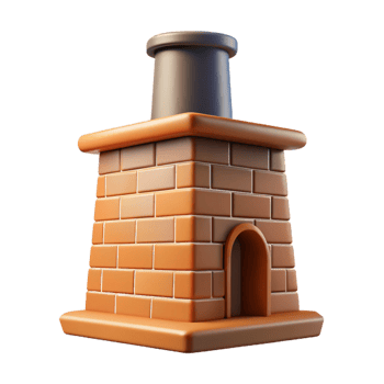 calm picturesque Tudor chimney stack, brick, with Transparent Background high resolution png