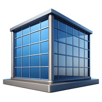 extraordinary iconic Modern office building window, reflective glass, with Transparent Background png