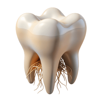 serene intense avant-garde Hyper-specific, ultra-detailed, isolated cutout of a single, human tooth with roots made of intertwined wires with Transparent Background 8K png