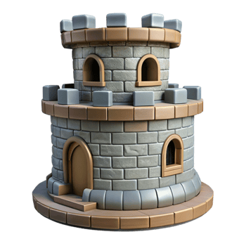 hypnotic contemporary Castle turret, stone, with Transparent Background precision png