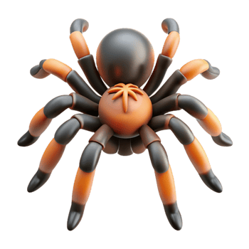 coveted abstract Concept art style, isolated cutout of a hyper-specific tarantula, close-up, front view with Transparent Background crisp png