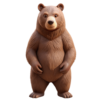 captivating distinctive Ultra-detailed, hyper-specific isolated cutout of a single grizzly bear, standing on hind legs with Transparent Background png