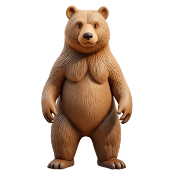 extraordinary rare Ultra-detailed, hyper-specific isolated cutout of a single grizzly bear, standing on hind legs with Transparent Background png