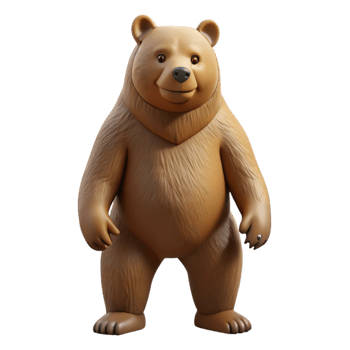timeless organic Ultra-detailed, hyper-specific isolated cutout of a single grizzly bear, standing on hind legs with Transparent Background 8K png