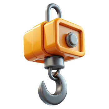 elegant acclaimed Construction crane lifting hook, with Transparent Background png