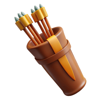 standout nordic A quiver full of arrows with fletching details, with Transparent Background studio quality png