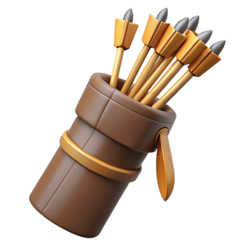 spectacular sought-after A quiver full of arrows with fletching details, with Transparent Background png