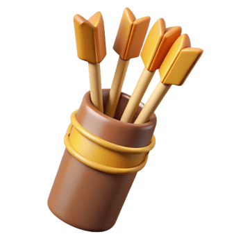immaculate exceptional A quiver full of arrows with fletching details, with Transparent Background png