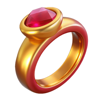 captivating romantic coastal A single, polished, golden ring with a large ruby with Transparent Background high quality png