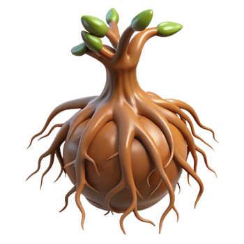 vibrant abstract Machine Grown Root Transparent Background Brown Fibrous Texture high quality png