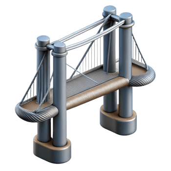 striking renaissance Suspension bridge cable detail, steel, with Transparent Background professional png