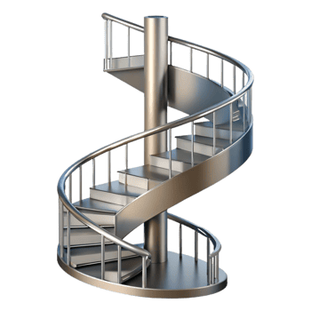sumptuous quintessential Spiral staircase, metal, with Transparent Background png
