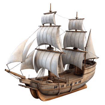 extraordinary traditional Majestic Sailing Ship Isolated on Transparent Background Cloudy Day original png