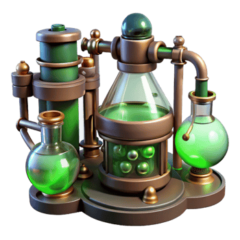 acclaimed renaissance A steampunk laboratory filled with bubbling beakers and strange devices, eerie green lighting, concept art style luxury png