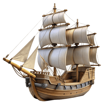 vibrant vintage Majestic Tall Ship Cutout with Transparent Background premium png