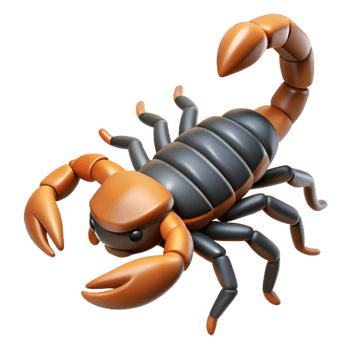 gorgeous dreamy avant-garde Concept art style, isolated cutout of a hyper-specific scorpion, tail raised with Transparent Background high quality png