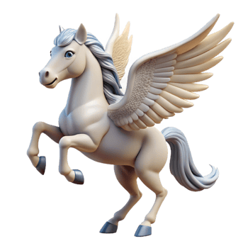 distinctive artistic A winged horse Pegasus rearing up with Transparent Background authentic png