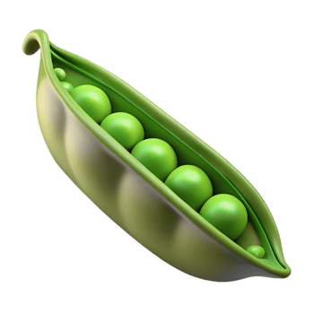 vibrant melancholic art deco Green pea pod, open, peas visible with Transparent Background gallery standard png