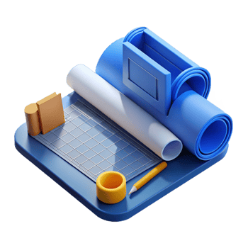 beautiful dreamy classic Blueprints rolled, architectural drawings, with Transparent Background detailed png