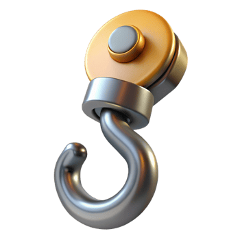 iconic elegant Crane hook, steel, with Transparent Background genuine png