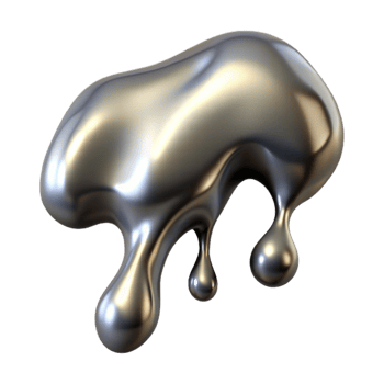 serene abstract Metallic Fluid Drip Isolated with Shadow authentic png