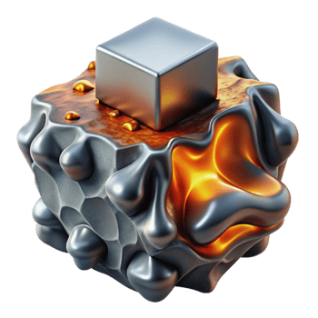 impressive creative Metallic Lava Embracing Ice Block Cutout Element premium png