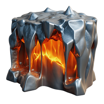 magnificent artistic Metallic Lava Transforming Ice Landscape Transparent png