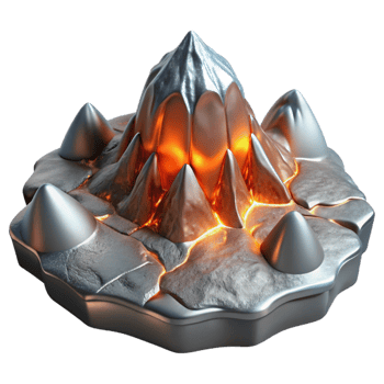 vibrant modern Metallic Lava Transforming Ice Landscape Transparent original png