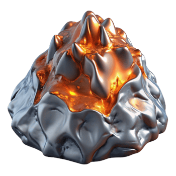 beautiful minimalist Metallic Lava Transforming Ice Landscape Transparent premium png