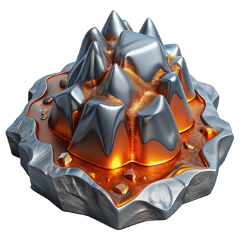 magnificent vintage Metallic Lava Transforming Ice Landscape Transparent original png