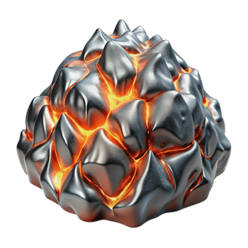 impressive minimalist Metallic Lava Transforming Ice Landscape Transparent original png