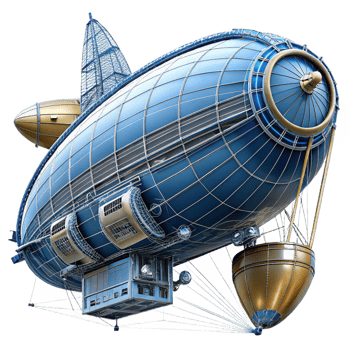 splendid standout Steampunk zeppelin blueprint with detailed schematics and annotations with Transparent Background png