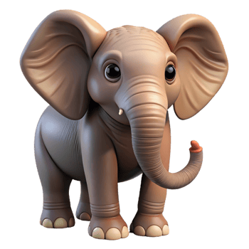 nostalgic enchanting African elephant, large ears, wrinkled skin, trunk curled with Transparent Background precision png