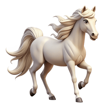 captivating gothic Prancing Arabian horse, white coat, flowing mane and tail with Transparent Background fine detail png